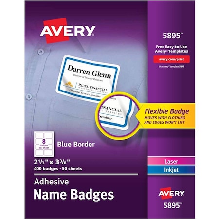 Avery Badge, Adhesive, Be Brdr, 400PK AVE5895